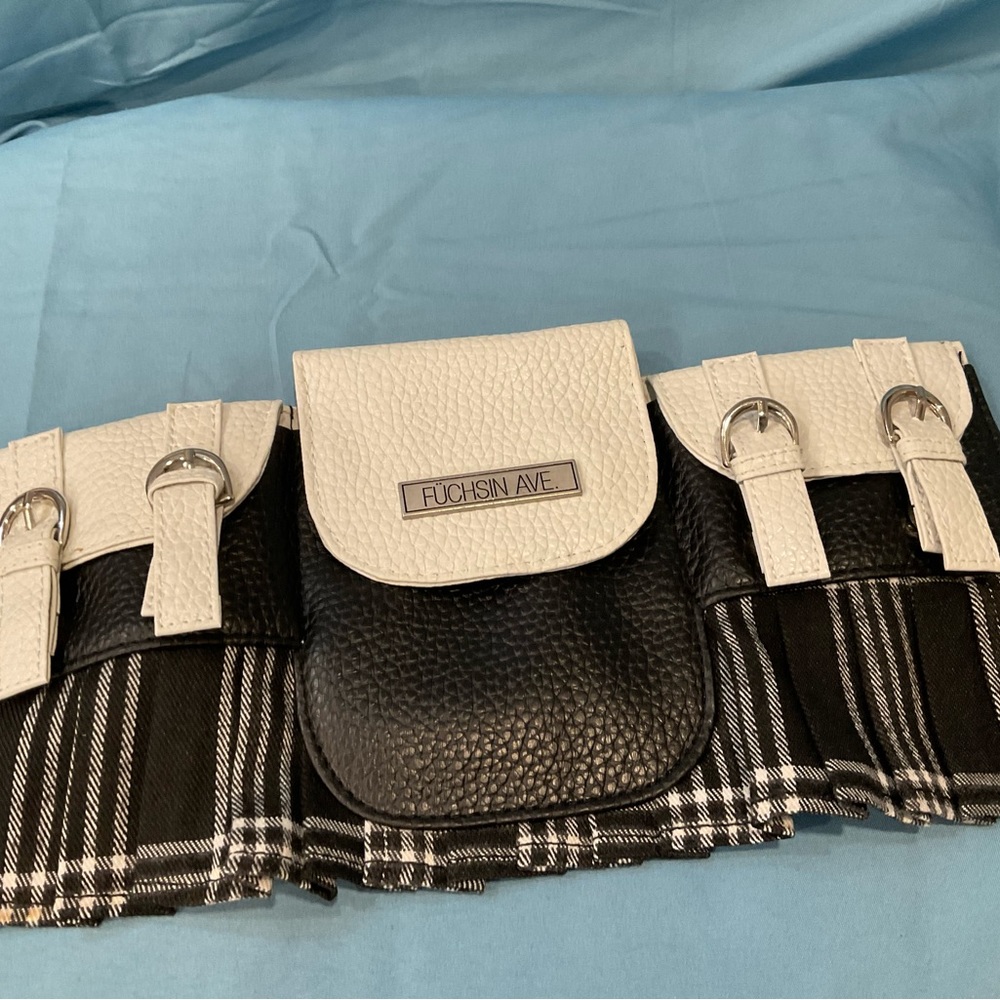 Thigh bag, black & white, plaid,